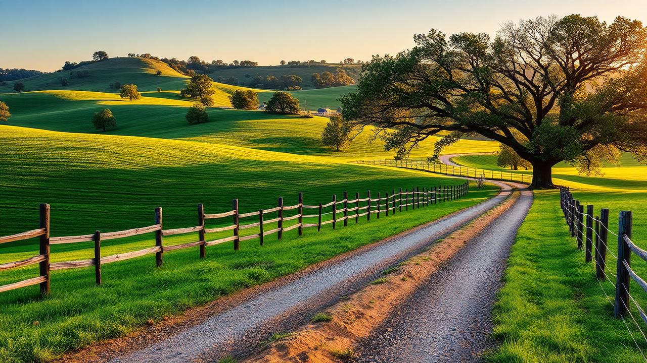 Beautiful rural property with rolling hills and fence line
