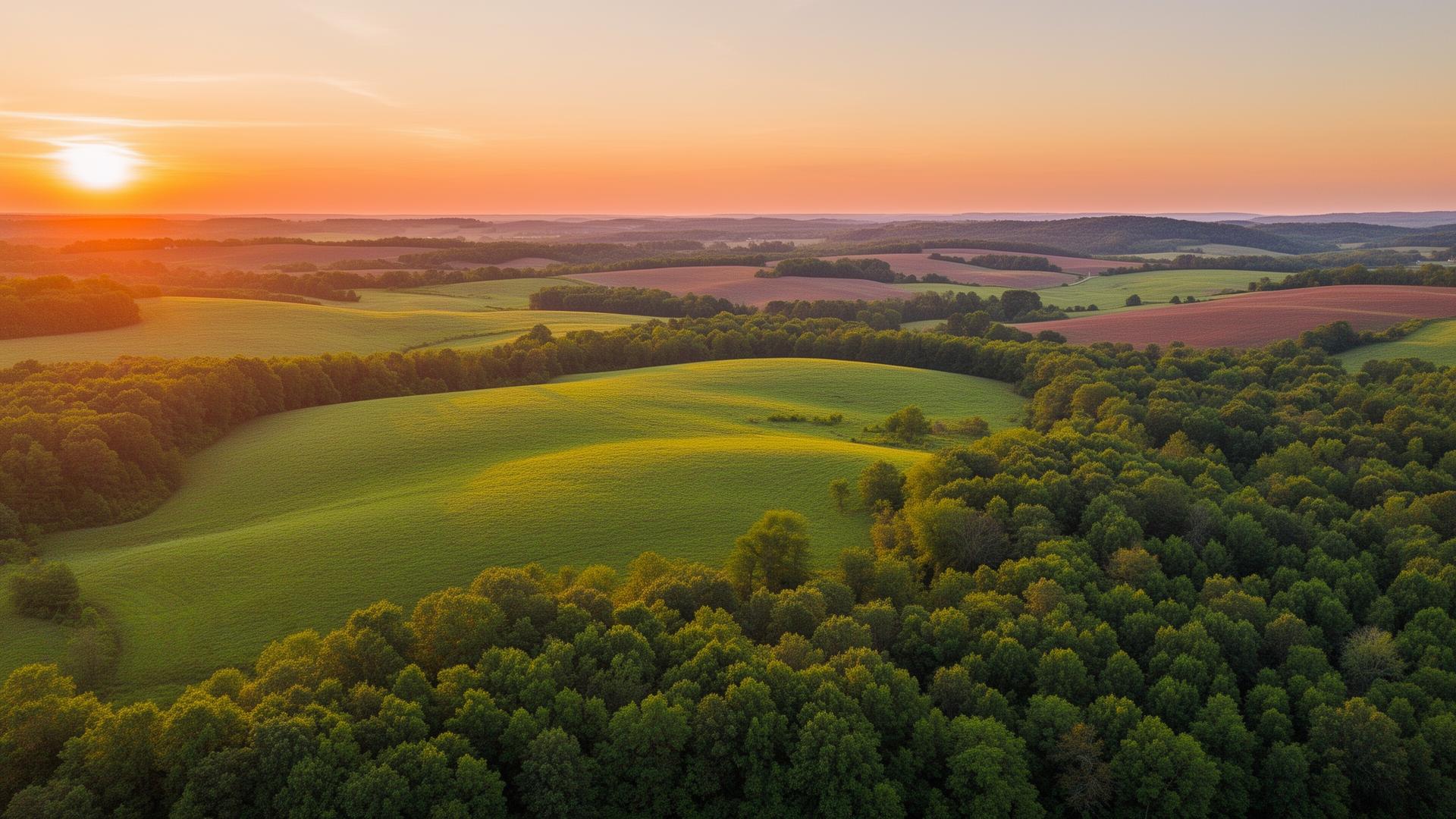 Beautiful rural countryside at golden hour